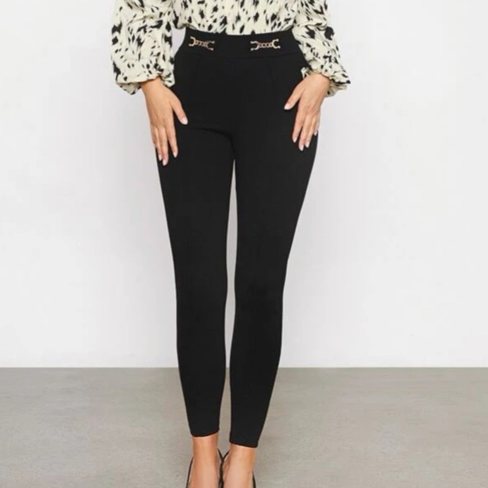 Black Chain Design Classic Pants in S and L